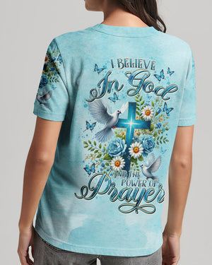I Believe In God Floral Cross Dove Women's All Over Print Shirt - Tltr1506244