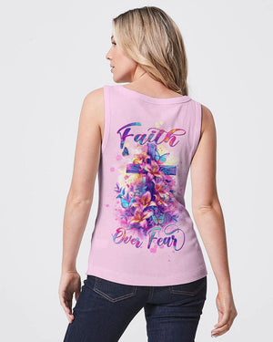 Faith Over Fear Cross Lilies Women's All Over Print Shirt - Tltw1503245