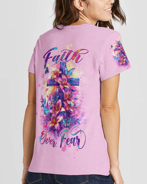 Faith Over Fear Cross Lilies Women's All Over Print Shirt - Tltw1503245