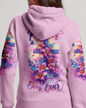 Faith Over Fear Cross Lilies Women's All Over Print Shirt - Tltw1503245
