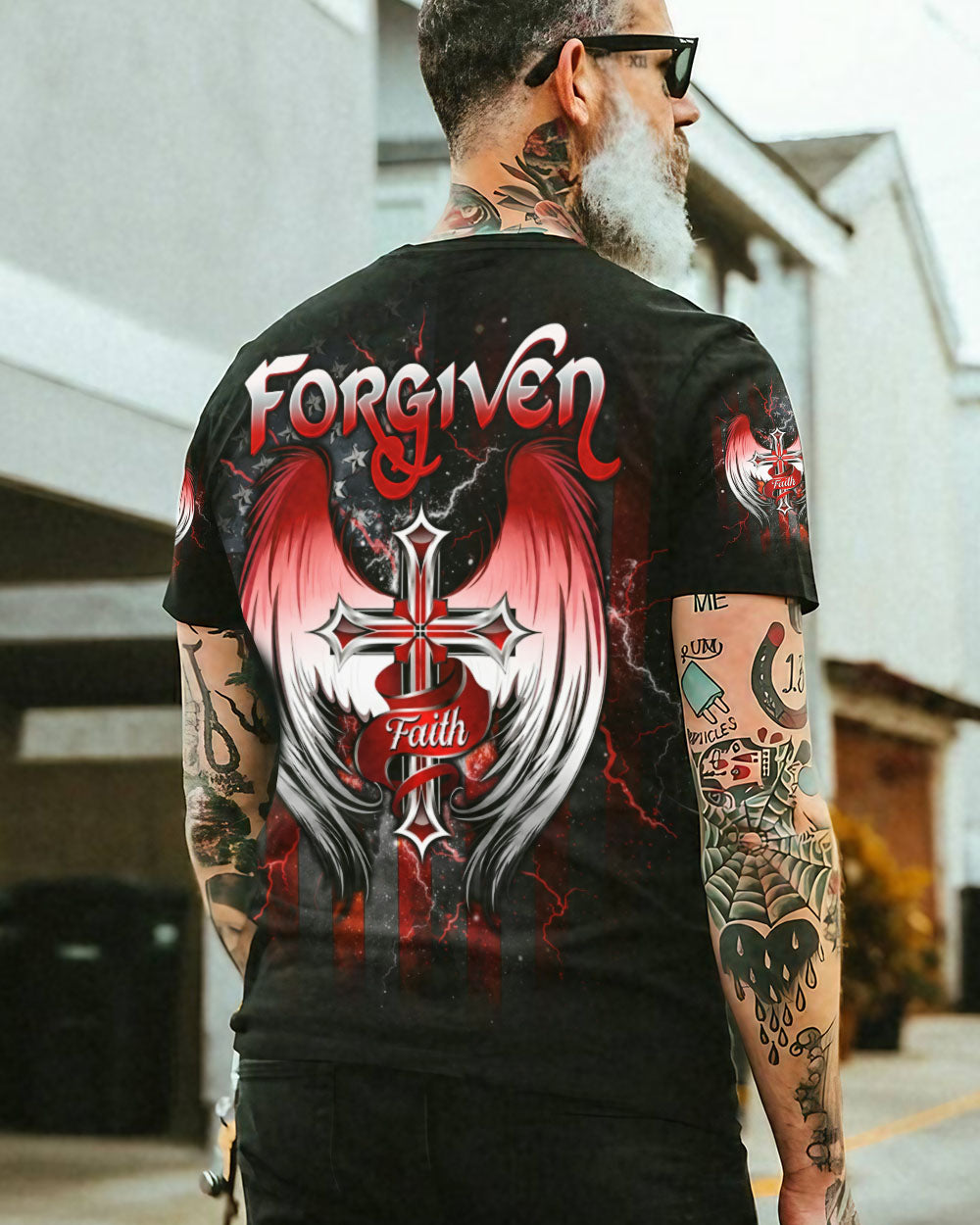 Forgiven Cross Wings Men's All Over Print Shirt - Tltw1803255
