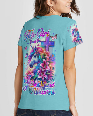 Runs On Jesus And Unicorns Women's All Over Print Shirt - Tyqy1612231