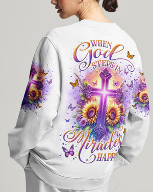 When God Steps In Miracles Happen Women's All Over Print Shirt - Yhln1706243