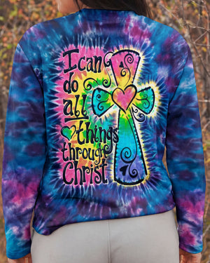 I Can Do All Things Through Christ Colorful Faith Cross Swirl Women's All Over Print Shirt - KM0904263
