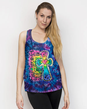 I Can Do All Things Through Christ Colorful Faith Cross Swirl Women's All Over Print Shirt - KM0904263