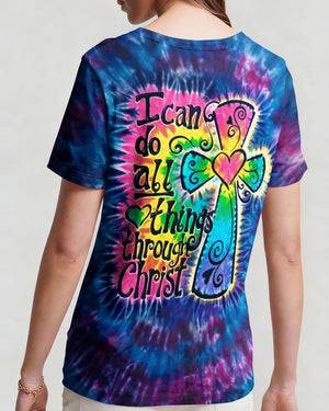 I Can Do All Things Through Christ Colorful Faith Cross Swirl Women's All Over Print Shirt - KM0904263