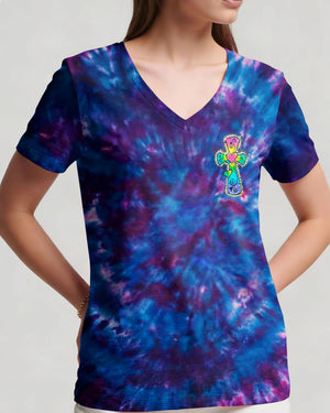 I Can Do All Things Through Christ Colorful Faith Cross Swirl Women's All Over Print Shirt - KM0904263