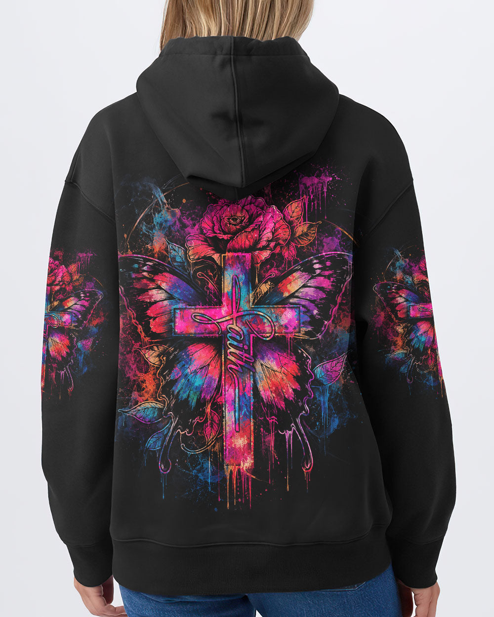 Faith Butterfly Rose Cross Women's All Over Print - Tlhg0805263