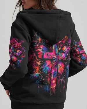 Faith Butterfly Rose Cross Women's All Over Print - Tlhg0805263
