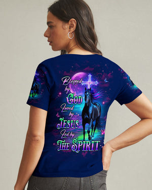 Blessed By God Loved By Jesus Horse Women's All Over Print Shirt - Tlhg1203261