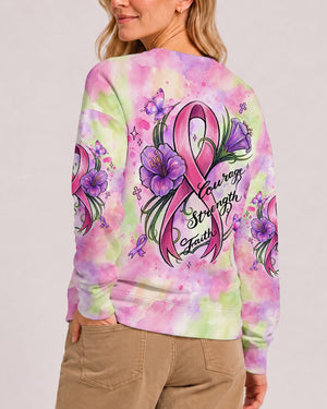 Courage Strength Faith Breast Cancer Awareness Women's All Over Print - Tlhg2407262