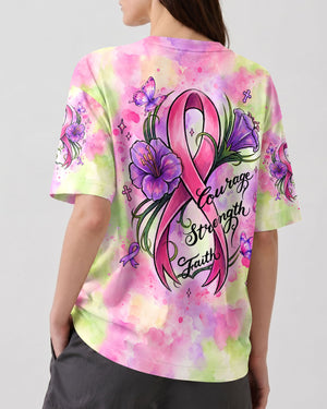 Courage Strength Faith Breast Cancer Awareness Women's All Over Print - Tlhg2407262