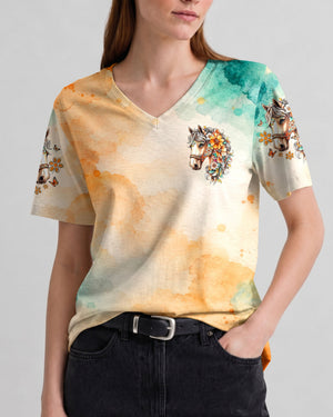 This Girl Runs On Jesus And Horses Women's All Over Print Shirt - Tlno0308264