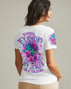 Blessed By God Loved By Jesus Lion Lilies Women's All Over Print Shirt - Tlno0410251