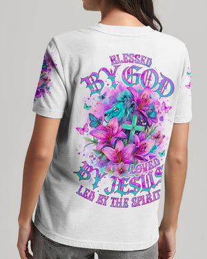 Blessed By God Loved By Jesus Lion Lilies Women's All Over Print Shirt - Tlno0410251