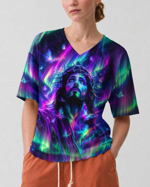 Jesus In Cosmic Light Aurora Women's All Over Print Shirt - Tlno0807262