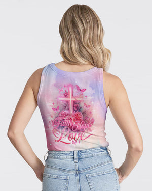 Faith Hope Love Cross Rose Women's All Over Print Shirt - Tlno1803243