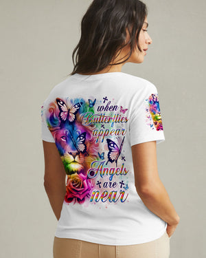 When Butterflies Appear Angels Are Near Lion Women's All Over Print Shirt - Tlno1902252