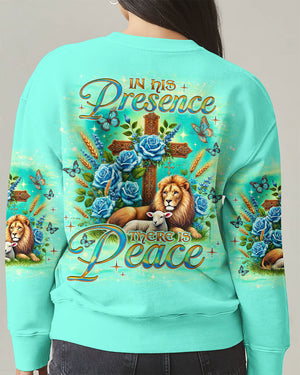 In His Presence There Is Peace Lion Lamb Women's All Over Print Shirt - Tlno2001252