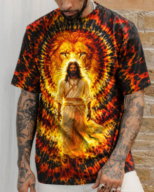 Jesus And Lion Swirl Men's All Over Print Shirt - Tlno2503261