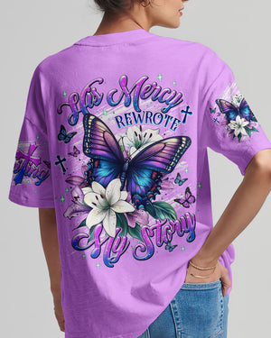 His Mercy Rewrote My Story Butterfly Women's All Over Print Shirt - Tlnt0312251