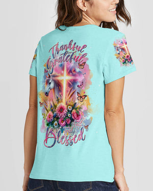 Thankful, Grateful and Truly Blessed Horse Women's All Over Print Shirt - Tlnt0501243