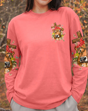 Blessed By God Highland Cow Women's All Over Print Shirt - Tlnt0607264