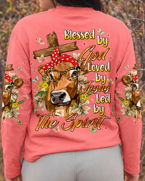Blessed By God Highland Cow Women's All Over Print Shirt - Tlnt0607264