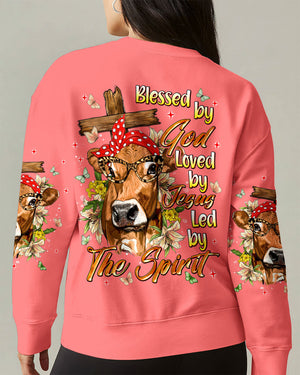 Blessed By God Highland Cow Women's All Over Print Shirt - Tlnt0607264