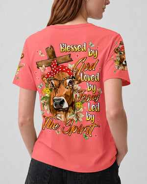 Blessed By God Highland Cow Women's All Over Print Shirt - Tlnt0607264