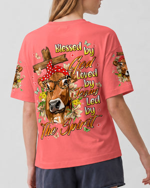 Blessed By God Highland Cow Women's All Over Print Shirt - Tlnt0607264