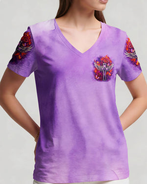 Faith Fire Rose Cross Women's All Over Print Shirt - Tlnt1105264