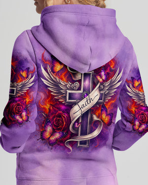 Faith Fire Rose Cross Women's All Over Print Shirt - Tlnt1105264
