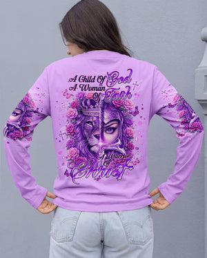 A Child Of God A Woman Of Faith Lion Warrior Women's All Over Print Shirt - Tlnt1601261