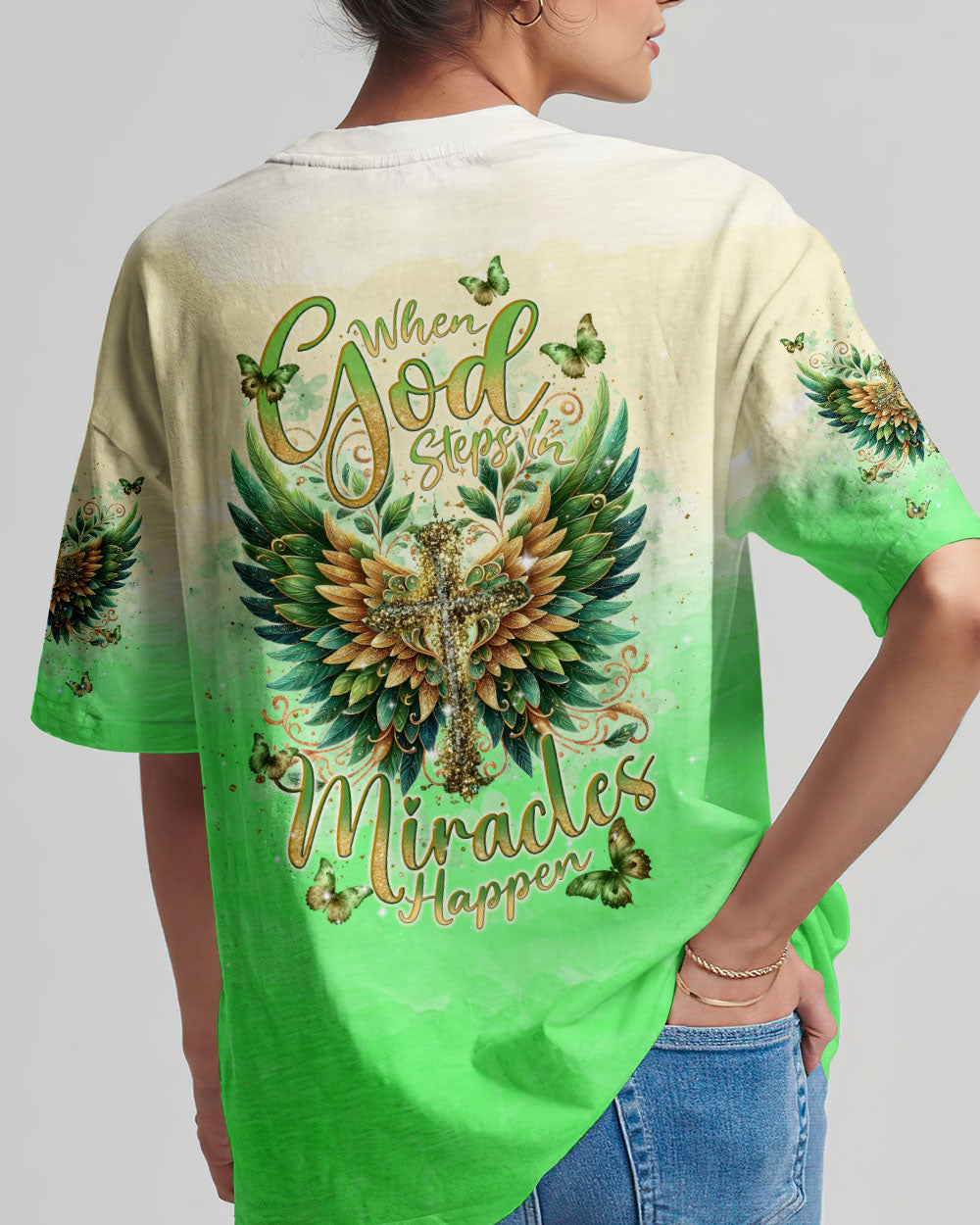 When God Steps In Miracles Happen Wings Women's All Over Print Shirt - Tlnt1806241
