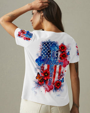 One Nation Under God Floral Flag Women's All Over Print Shirt - Tlnt1903261
