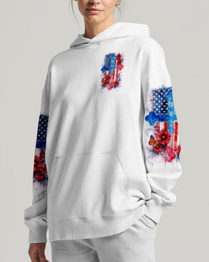 One Nation Under God Floral Flag Women's All Over Print Shirt - Tlnt1903261