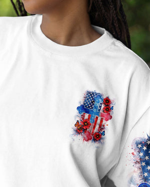One Nation Under God Floral Flag Women's All Over Print Shirt - Tlnt1903261