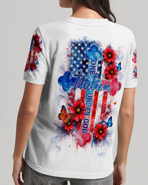 One Nation Under God Floral Flag Women's All Over Print Shirt - Tlnt1903261
