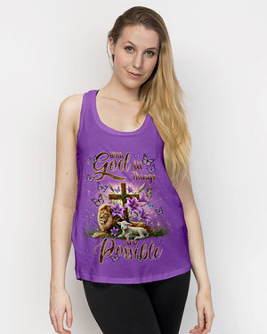 With God All Things Are Possible Lion Lamb Women's All Over Print Shirt - Tlnt2201253