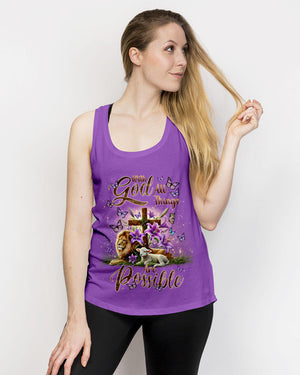 With God All Things Are Possible Lion Lamb Women's All Over Print Shirt - Tlnt2201253