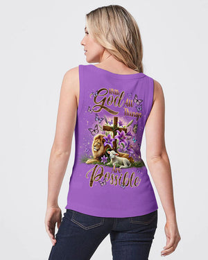 With God All Things Are Possible Lion Lamb Women's All Over Print Shirt - Tlnt2201253