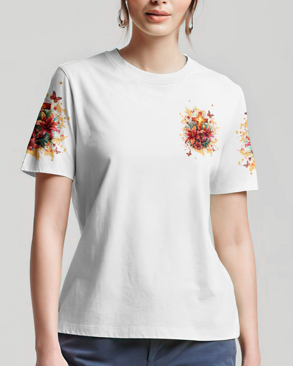 Worry Ends When Faith In God Begins Lilies Women's All Over Print Shirt - Tlnt2204244