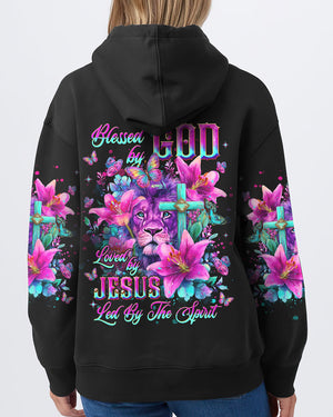 Blessed By God Loved By Jesus Lion Lilies Women's All Over Print Shirt - Tlnt2209251