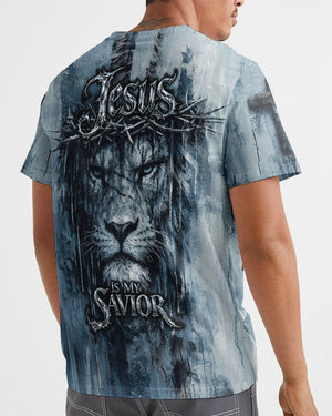 Jesus Is My Savior Lion Watercolor Men's All Over Print Shirt - Tlnt2303263
