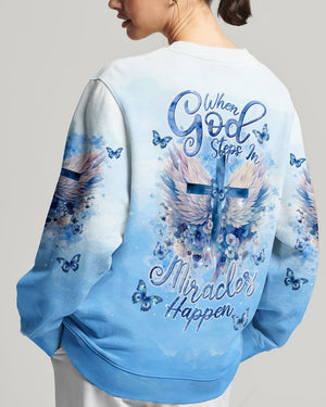 When God Steps In Miracles Happen Wings Women's All Over Print Shirt - Tlnt2504245