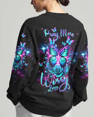 Pray More Worry Less Butterfly Women's All Over Print Shirt - Tlnt2601242