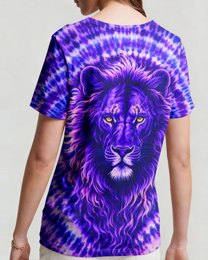 Cross Lion Purple Swirl Women's All Over Print Shirt - Tlnt2701261
