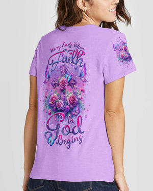 Worry Ends When Faith In God Begins Women's All Over Print Shirt - Tlnt3101243