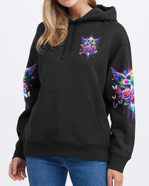 I Believe In God Cross Wings Rose Women's All Over Print Shirt - Tlnz0112234